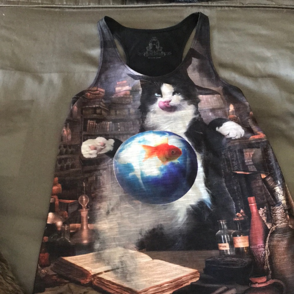 Tank top with “ witchy cat “ graphic design